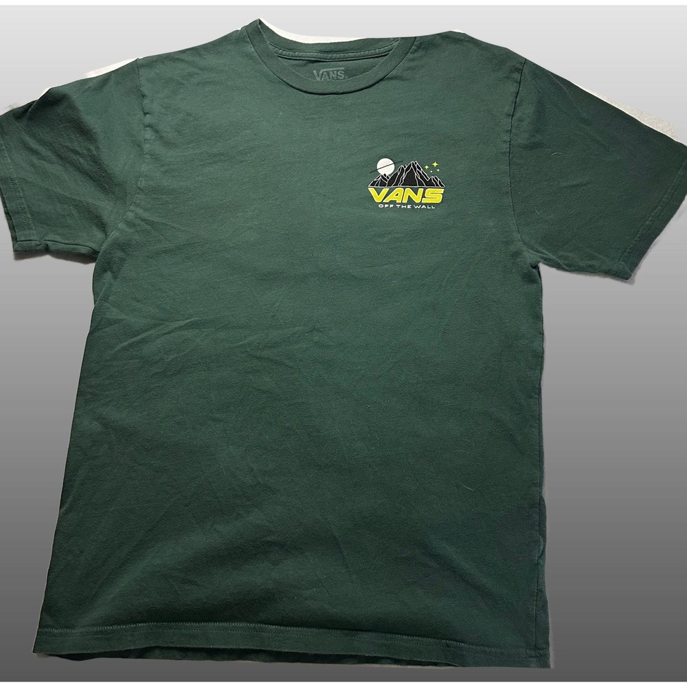 Vans‎ Classic Fit T Shirt Green Mountain Tent Graphic Print Kids Large